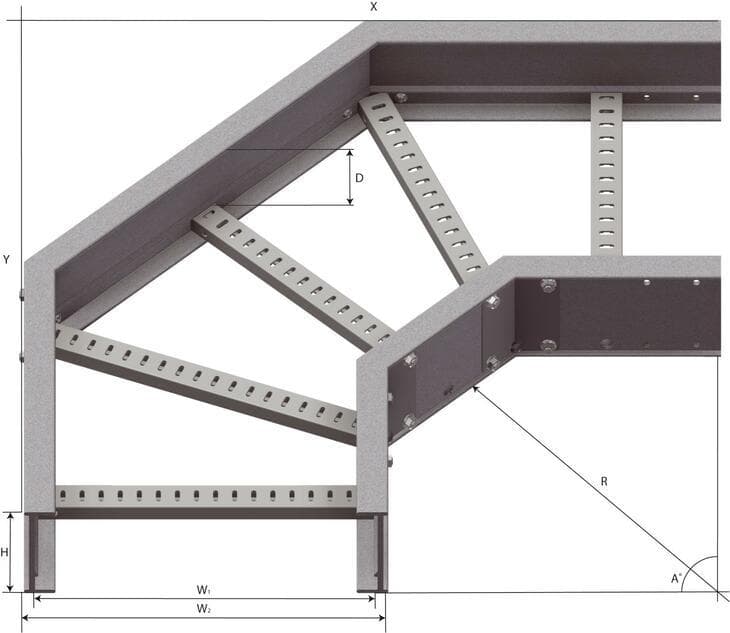 زانویی افقی ۹۰ درجه نردبان کابل FRP/GRP