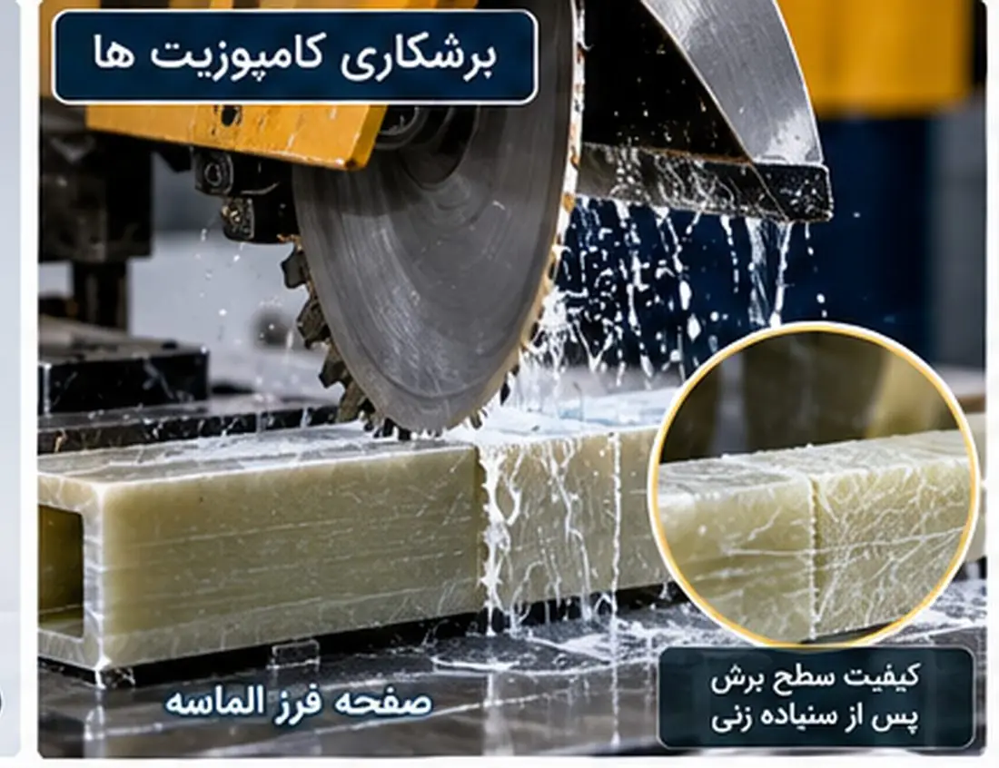 برشکاری کامپوزیت با صفحه فرز الماسه و خنک کننده آب