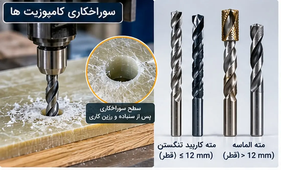 سوراخکاری کامپوزیت با مته کاربید تنگستن و مته الماسه