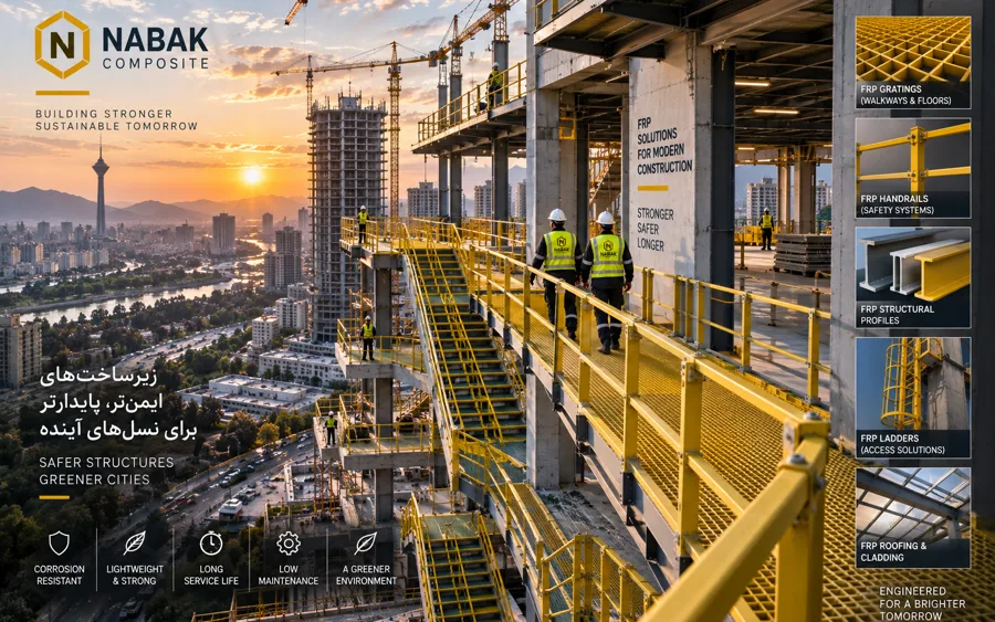 کاربرد محصولات کامپوزیتی FRP/GRP ناباک در صنایع ساختمانی